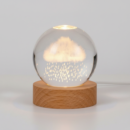AstroGlobe 3D Lamp – Bolvormige Houten Tafellamp met Warm LED Licht en Planetenontwerp