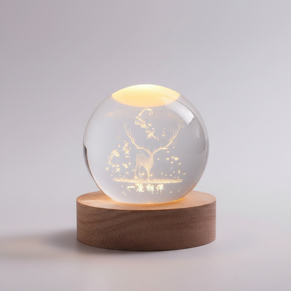 AstroGlobe 3D Lamp – Bolvormige Houten Tafellamp met Warm LED Licht en Planetenontwerp