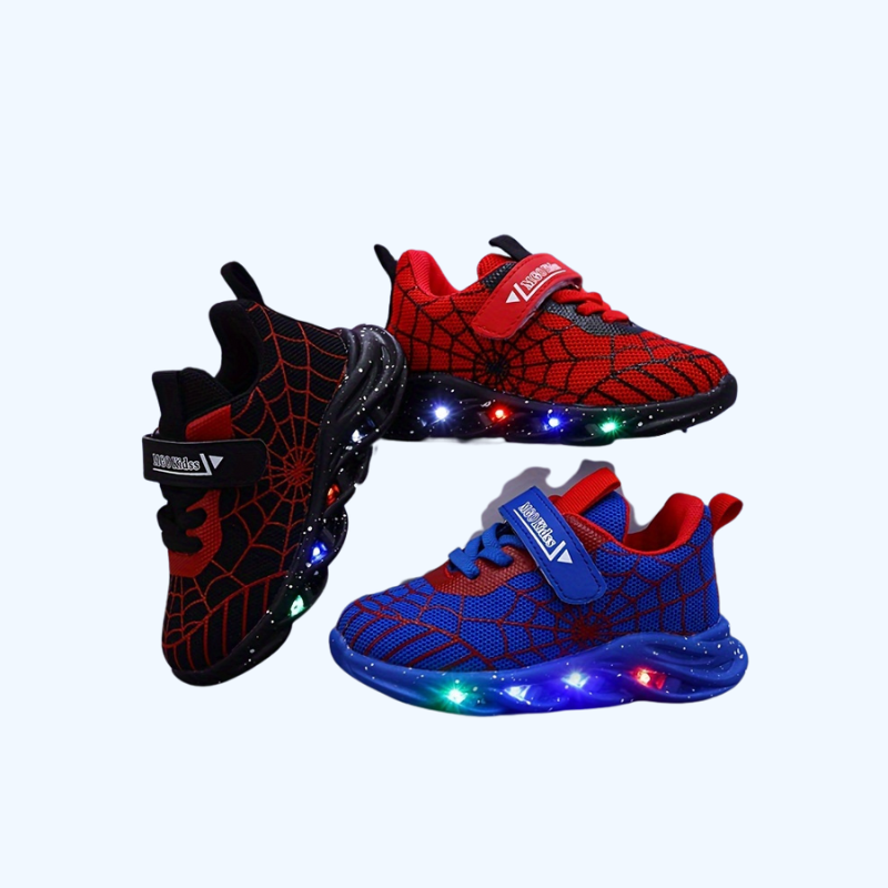 LED Sneakers voor Kinderen | Magisch Oplichtend Spinnenweb Design voor Dagelijks Gebruik
