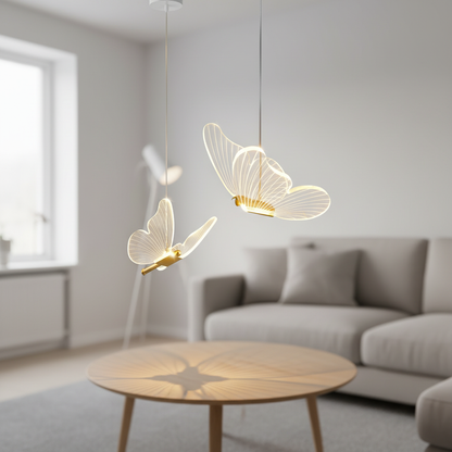 Vlinder LED Hanglamp - Warm Licht & Elegant Glasontwerp