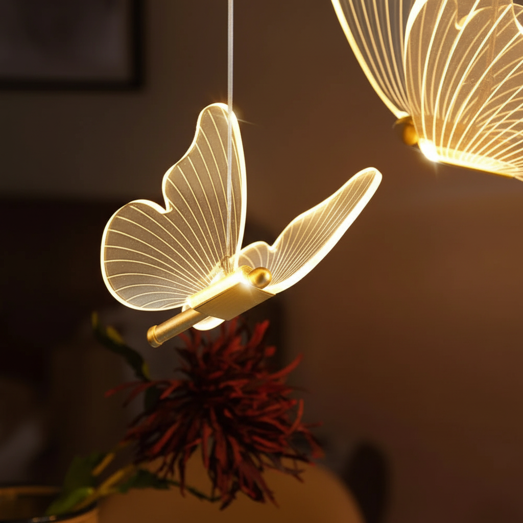 Vlinder LED Hanglamp - Warm Licht & Elegant Glasontwerp