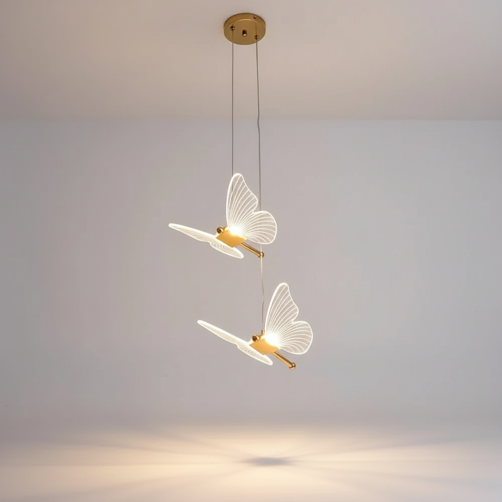 Vlinder LED Hanglamp - Warm Licht & Elegant Glasontwerp