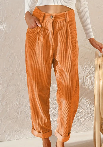 Comfort Chic Damescorduroy Broek met Rechte Pijpen