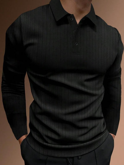 Herenpolo FlexRib – Slim Fit Polo met Lange Mouwen en Stretchcomfort