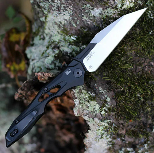Compact Automatische Wharncliffe Vouwmes met Drukknopopening