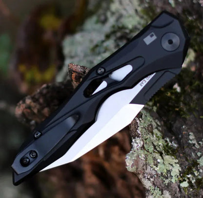 Compact Automatische Wharncliffe Vouwmes met Drukknopopening