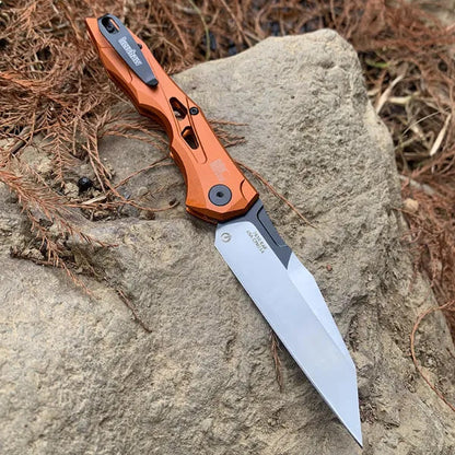 Compact Automatische Wharncliffe Vouwmes met Drukknopopening