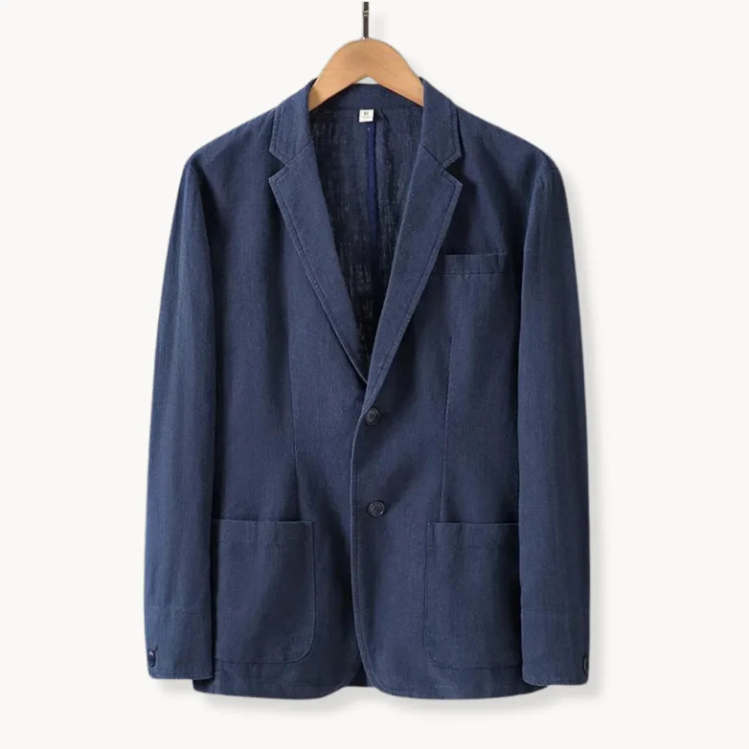 Heren Linnen Blazer met Reverskraag Lichtgewicht Zomerjas