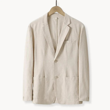 Heren Linnen Blazer met Reverskraag Lichtgewicht Zomerjas