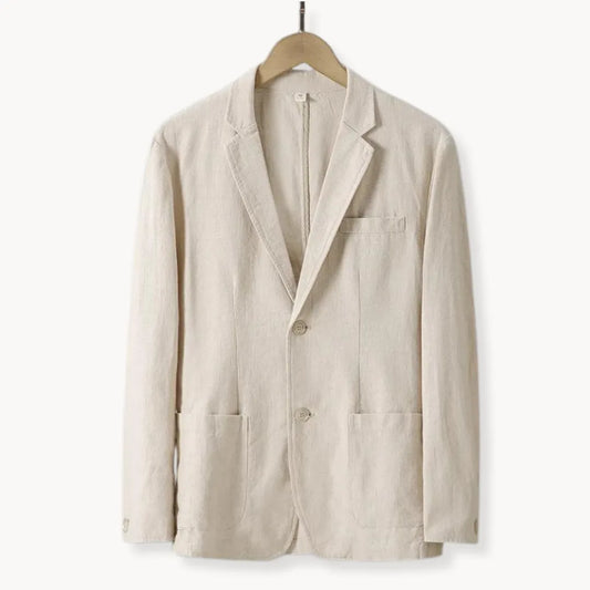 Heren Linnen Blazer met Reverskraag Lichtgewicht Zomerjas