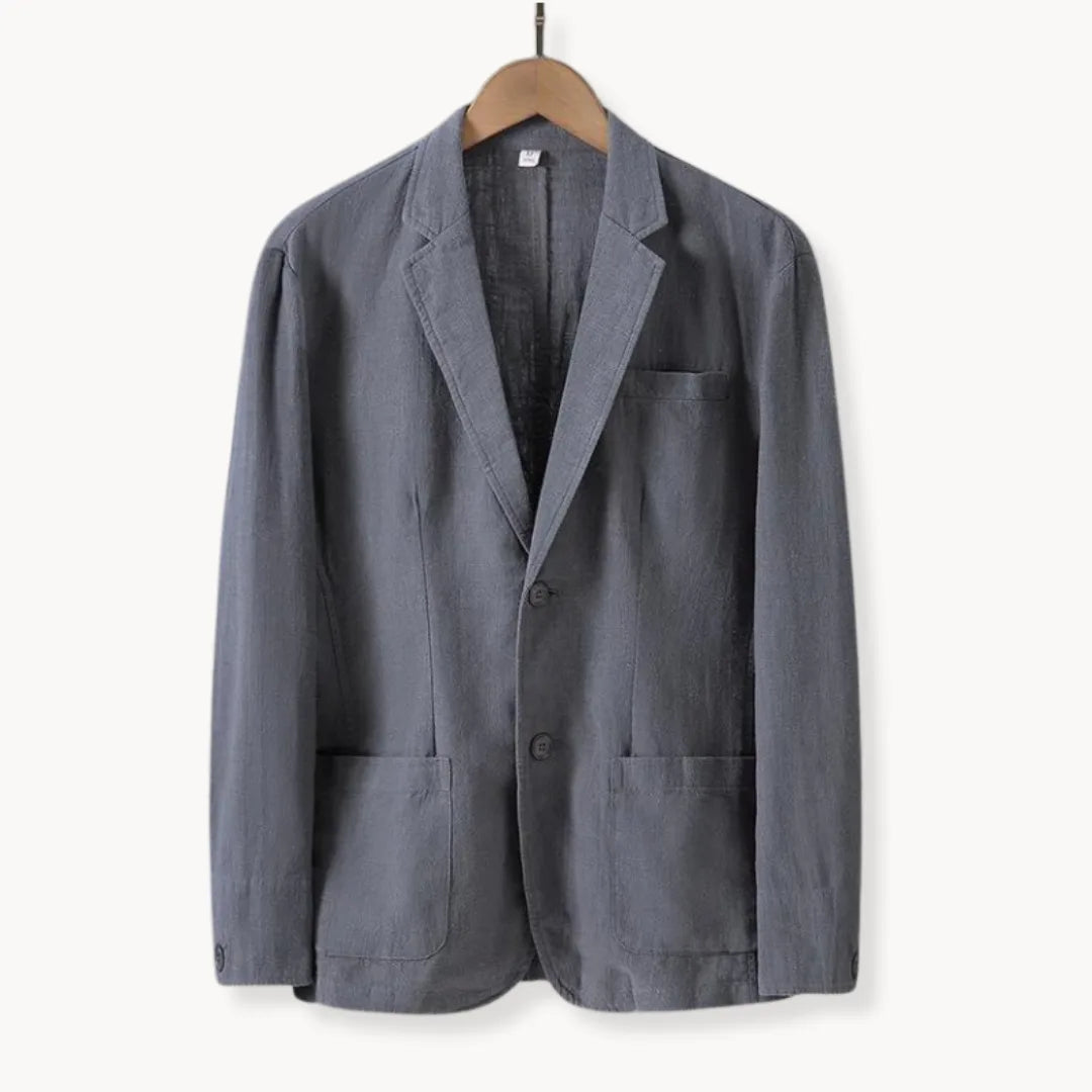 Heren Linnen Blazer met Reverskraag Lichtgewicht Zomerjas