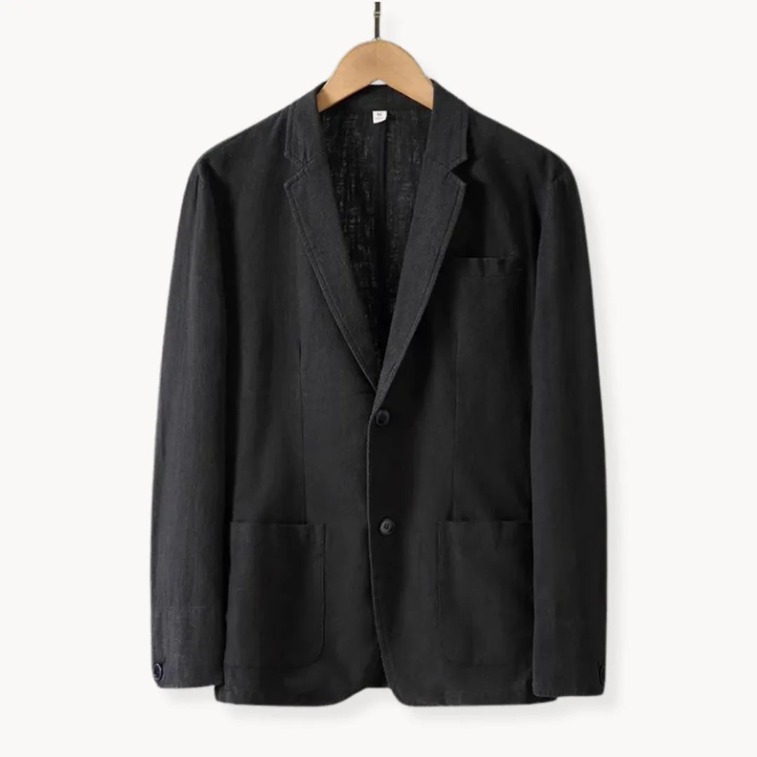 Heren Linnen Blazer met Reverskraag Lichtgewicht Zomerjas