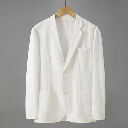 Heren Linnen Blazer met Reverskraag Lichtgewicht Zomerjas