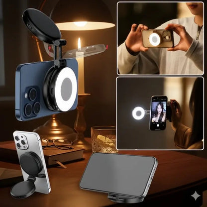 LumiClip Draagbare Selfie-Ringlamp met Klem – Magnetisch en Oplaadbaar