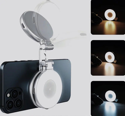 LumiClip Draagbare Selfie-Ringlamp met Klem – Magnetisch en Oplaadbaar