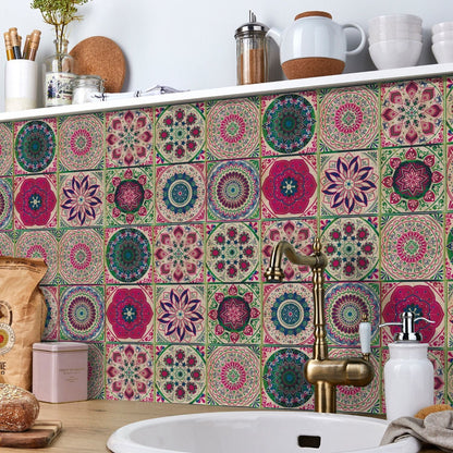 Mandala Tegelstickers Portugees - Zelfklevend Set van 24 Stuks voor Keuken en Badkamer