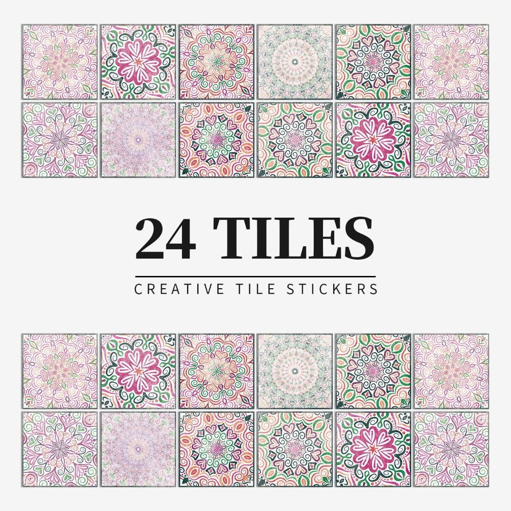 Mandala Tegelstickers Portugees - Zelfklevend Set van 24 Stuks voor Keuken en Badkamer