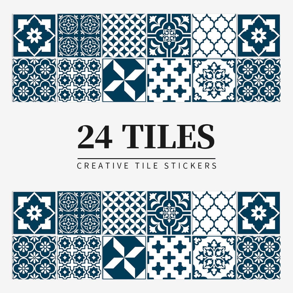 Mandala Tegelstickers Portugees - Zelfklevend Set van 24 Stuks voor Keuken en Badkamer