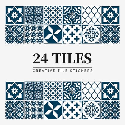 Mandala Tegelstickers Portugees - Zelfklevend Set van 24 Stuks voor Keuken en Badkamer