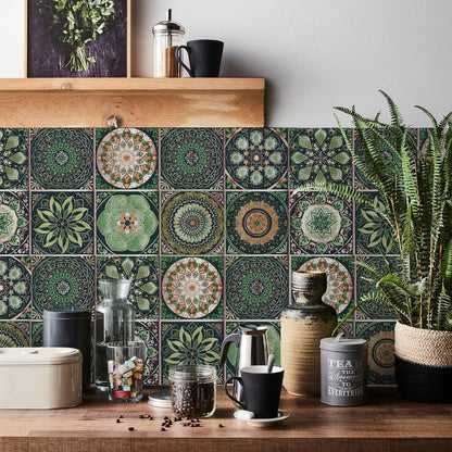 Mandala Tegelstickers Portugees - Zelfklevend Set van 24 Stuks voor Keuken en Badkamer