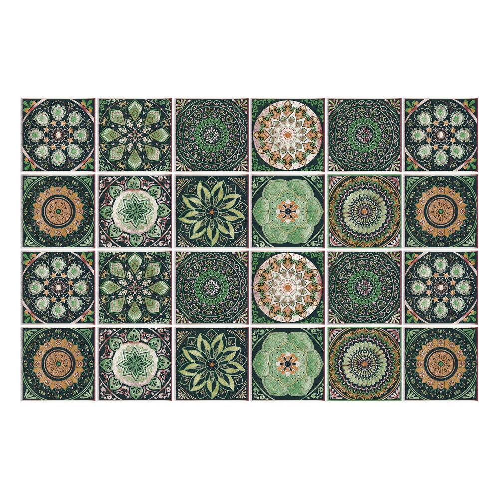 Mandala Tegelstickers Portugees - Zelfklevend Set van 24 Stuks voor Keuken en Badkamer