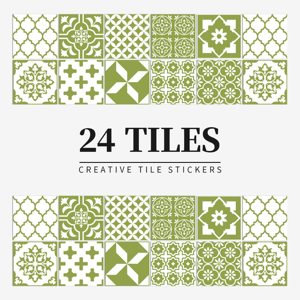 Mandala Tegelstickers Portugees - Zelfklevend Set van 24 Stuks voor Keuken en Badkamer