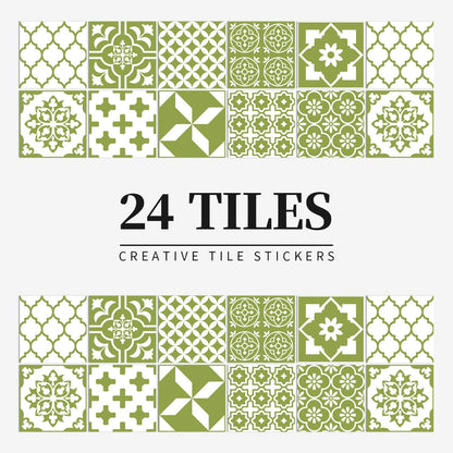Mandala Tegelstickers Portugees - Zelfklevend Set van 24 Stuks voor Keuken en Badkamer