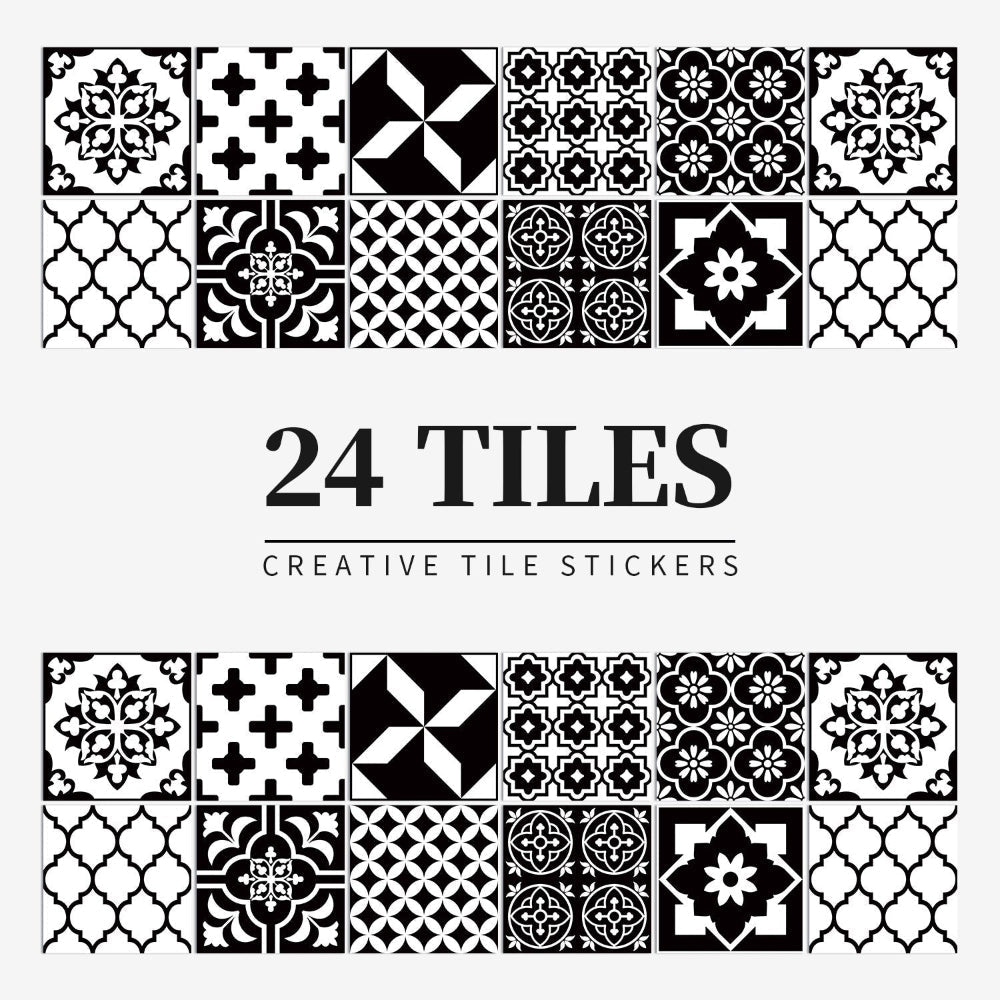 Mandala Tegelstickers Portugees - Zelfklevend Set van 24 Stuks voor Keuken en Badkamer
