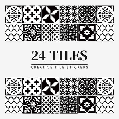 Mandala Tegelstickers Portugees - Zelfklevend Set van 24 Stuks voor Keuken en Badkamer
