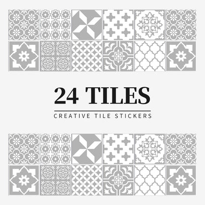Mandala Tegelstickers Portugees - Zelfklevend Set van 24 Stuks voor Keuken en Badkamer
