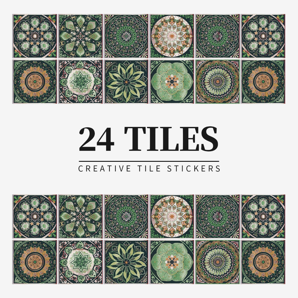 Mandala Tegelstickers Portugees - Zelfklevend Set van 24 Stuks voor Keuken en Badkamer