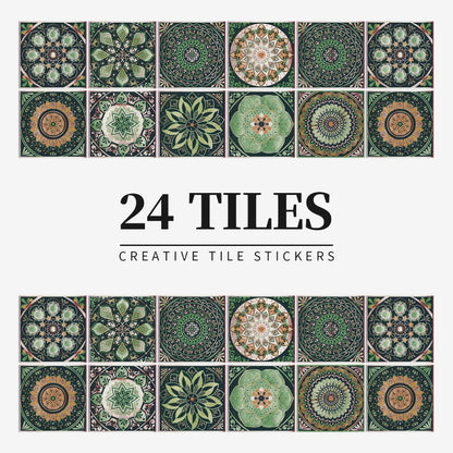 Mandala Tegelstickers Portugees - Zelfklevend Set van 24 Stuks voor Keuken en Badkamer
