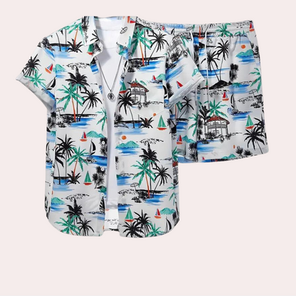 Zomerstijl Heren Set – Comfortabel Tweedelig Shirt en Short