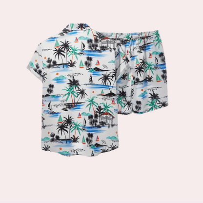 Zomerstijl Heren Set – Comfortabel Tweedelig Shirt en Short