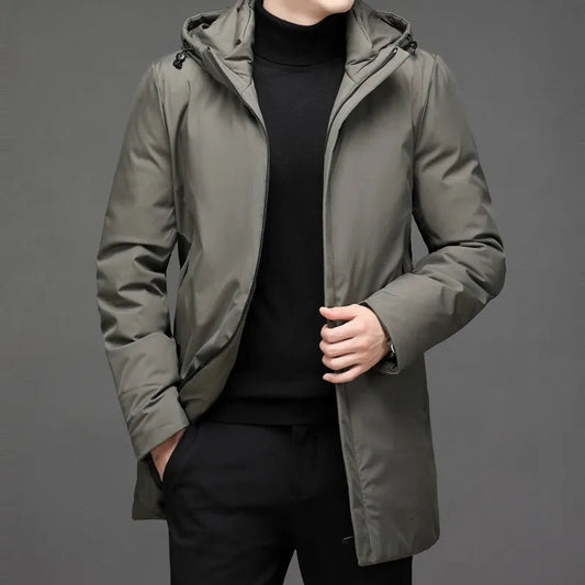 ArcticLine Heren Lange Pufferjas – Warme Winterjas met Capuchon en Rits