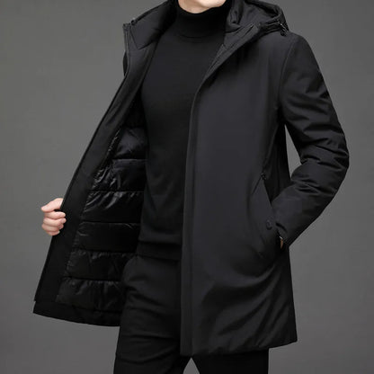 ArcticLine Heren Lange Pufferjas – Warme Winterjas met Capuchon en Rits