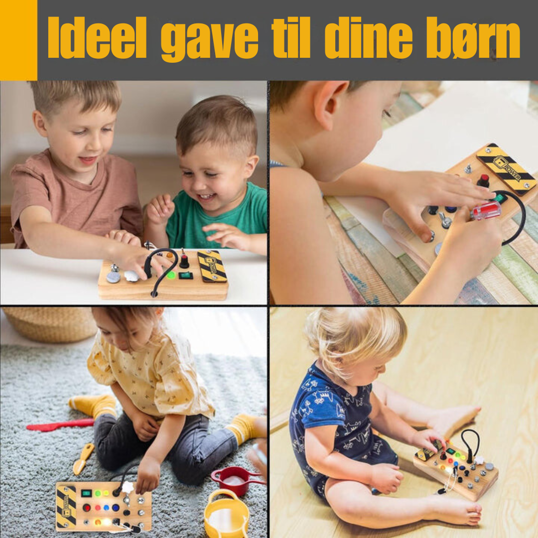 Montessori Houten Activiteitenbord met 8 LED-schakelaars - Zintuiglijke Speelgoed en Reis Speelgoed voor Baby's en Peuters vanaf 1+ Jaar
