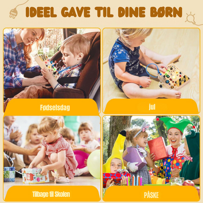 Montessori Houten Activiteitenbord met 8 LED-schakelaars - Zintuiglijke Speelgoed en Reis Speelgoed voor Baby's en Peuters vanaf 1+ Jaar