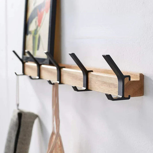 HaakFlex | Wandgarderobe met 5 Verstelbare Dubbele Haken – Scandinavisch Design