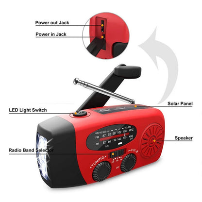 Multifunctionele Noodradio Kopen – Oplaadfunctie met LED Zaklamp en Handgenerator voor Mobiele Telefoons – Beste Noodradio