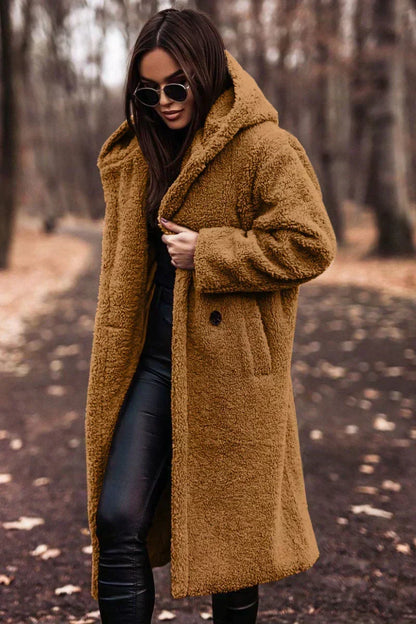 Oversized Teddy Winterjas met Capuchon voor Dames