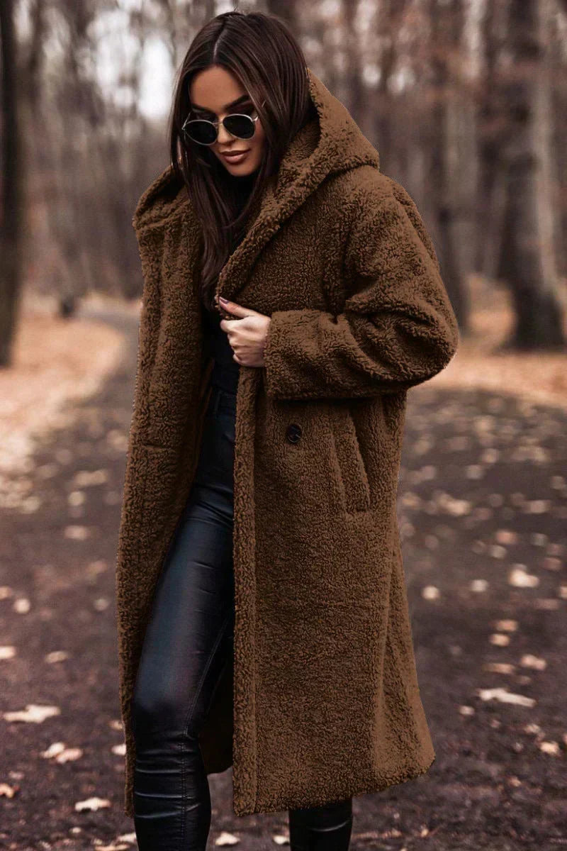 Oversized Teddy Winterjas met Capuchon voor Dames