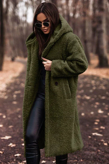 Oversized Teddy Winterjas met Capuchon voor Dames