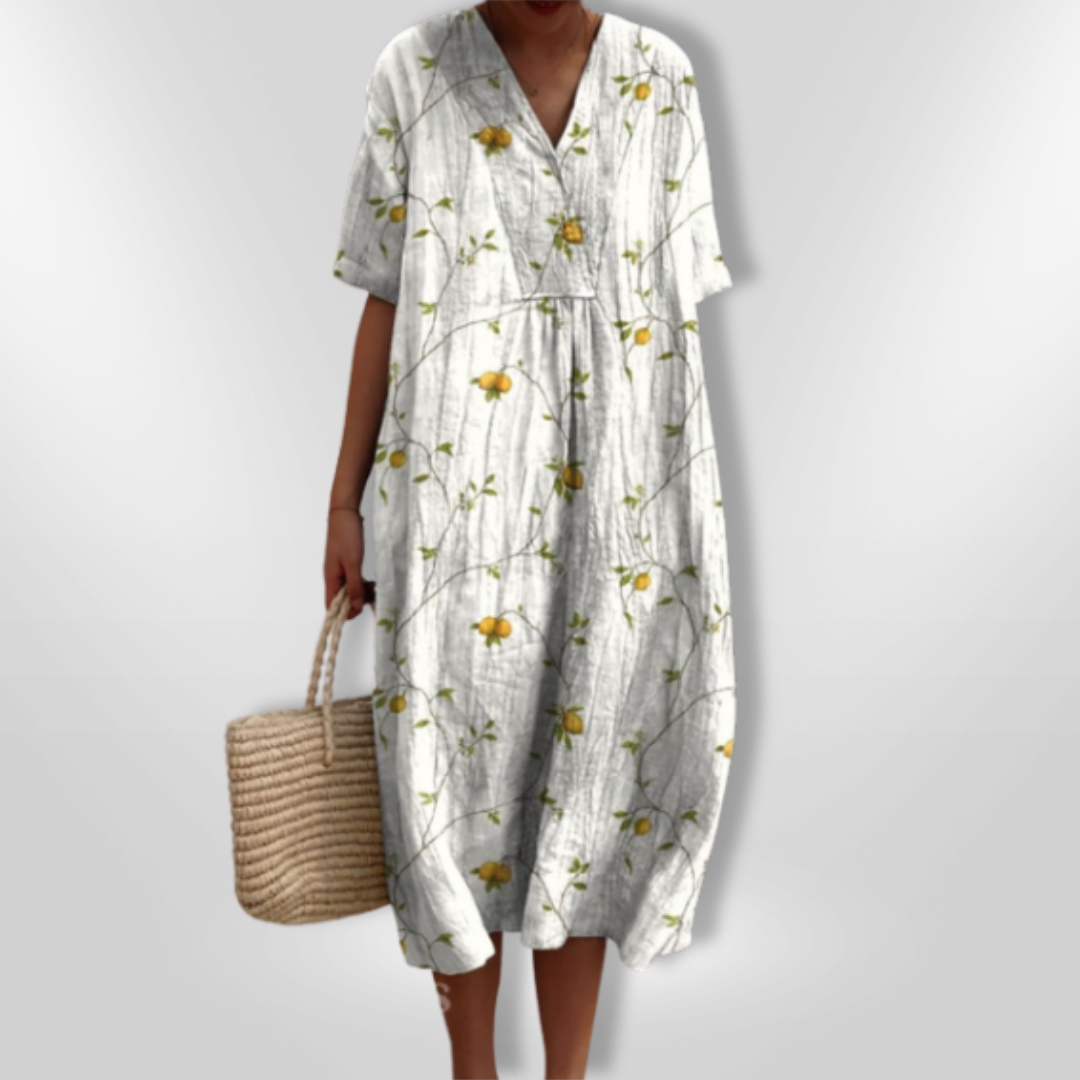 FloraLuna – Zomerse Damesjurk met Bloemenprint en V-hals