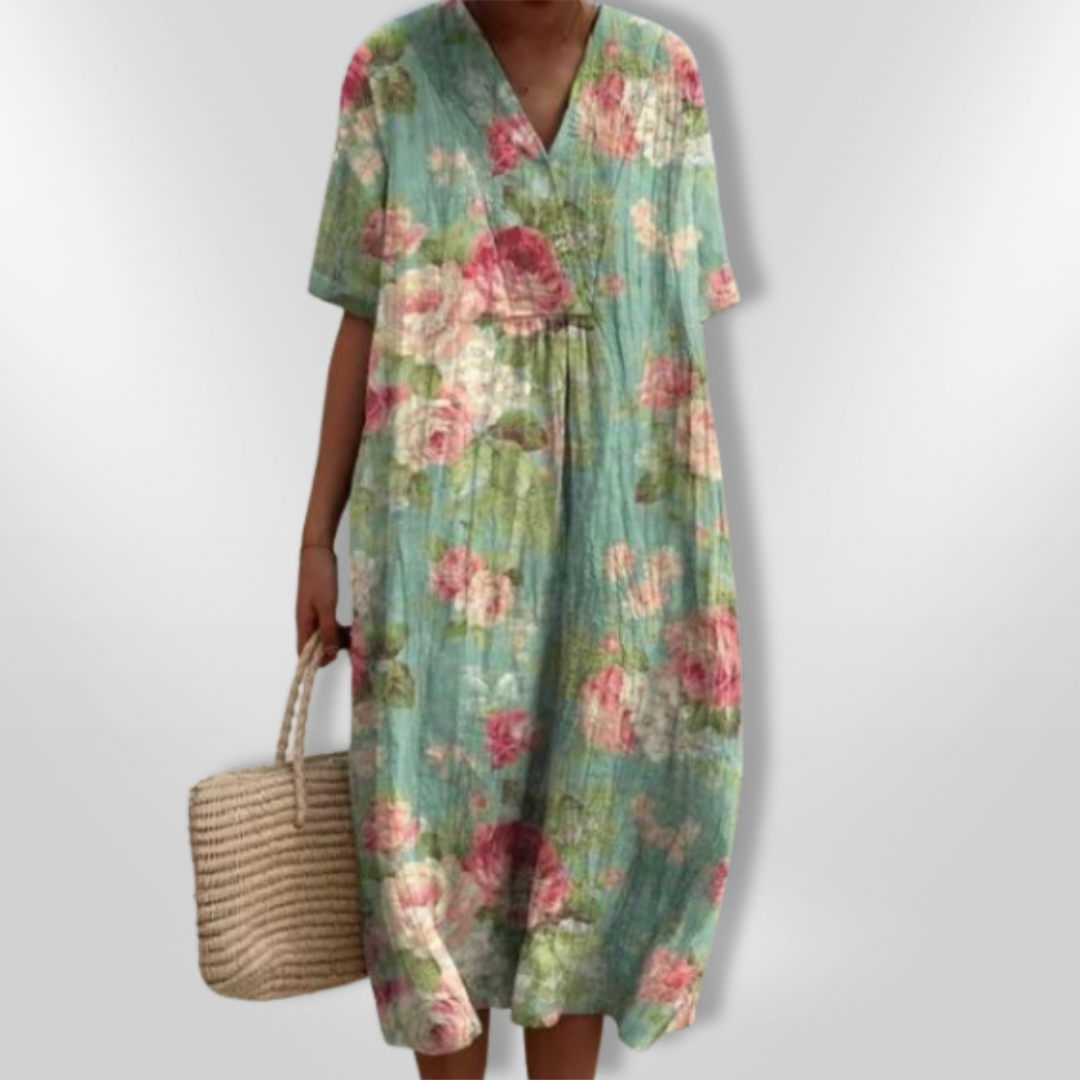 FloraLuna – Zomerse Damesjurk met Bloemenprint en V-hals