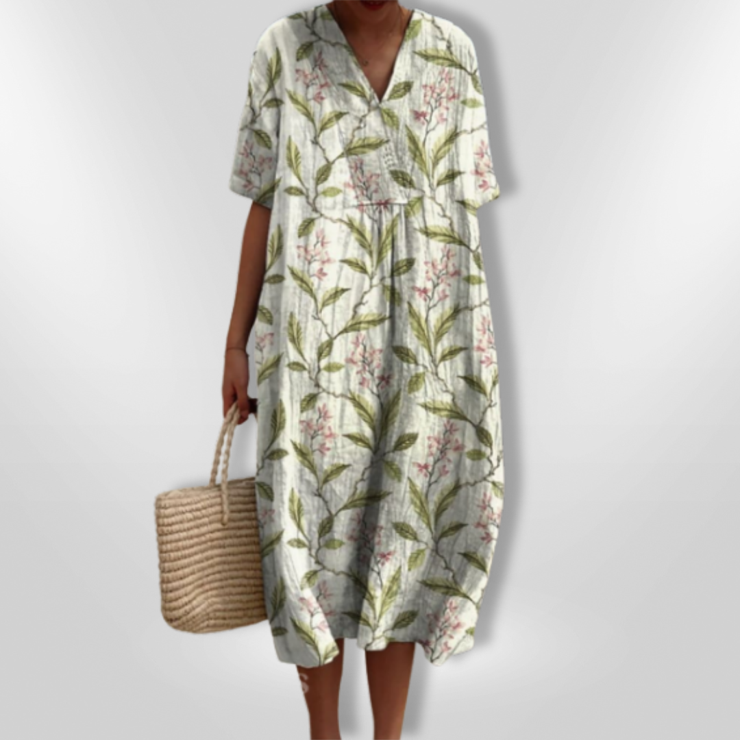 FloraLuna – Zomerse Damesjurk met Bloemenprint en V-hals