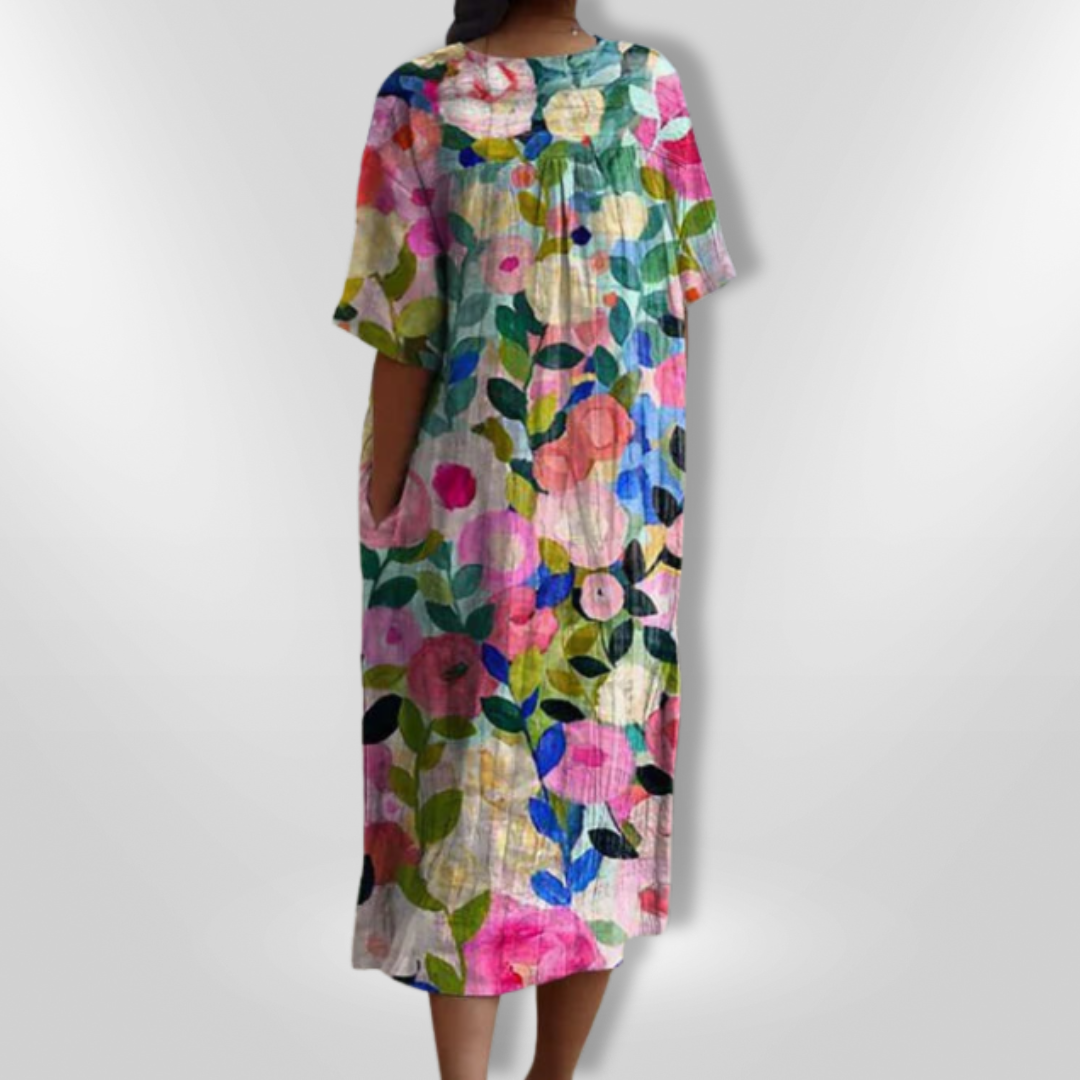 FloraLuna – Zomerse Damesjurk met Bloemenprint en V-hals