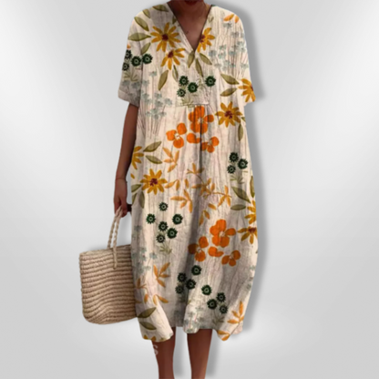 FloraLuna – Zomerse Damesjurk met Bloemenprint en V-hals
