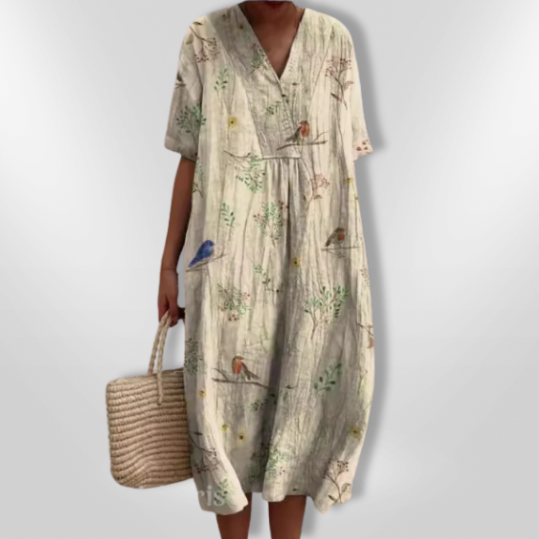 FloraLuna – Zomerse Damesjurk met Bloemenprint en V-hals