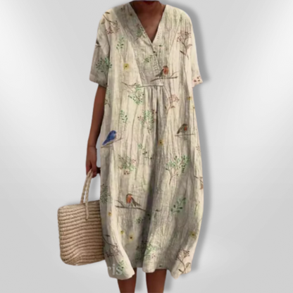 FloraLuna – Zomerse Damesjurk met Bloemenprint en V-hals